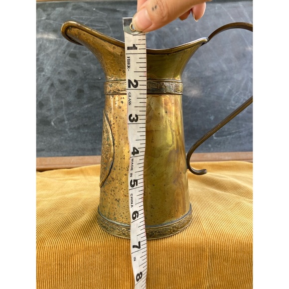 vintage Aztec mayan calendar pitcher vase : brass + copper : handmade - Picture 14 of 17